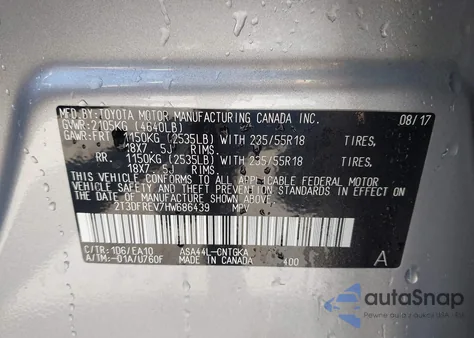 2017 Toyota Rav4 Limited из США, поврежденный, VIN 2T3DFREV7HW686439